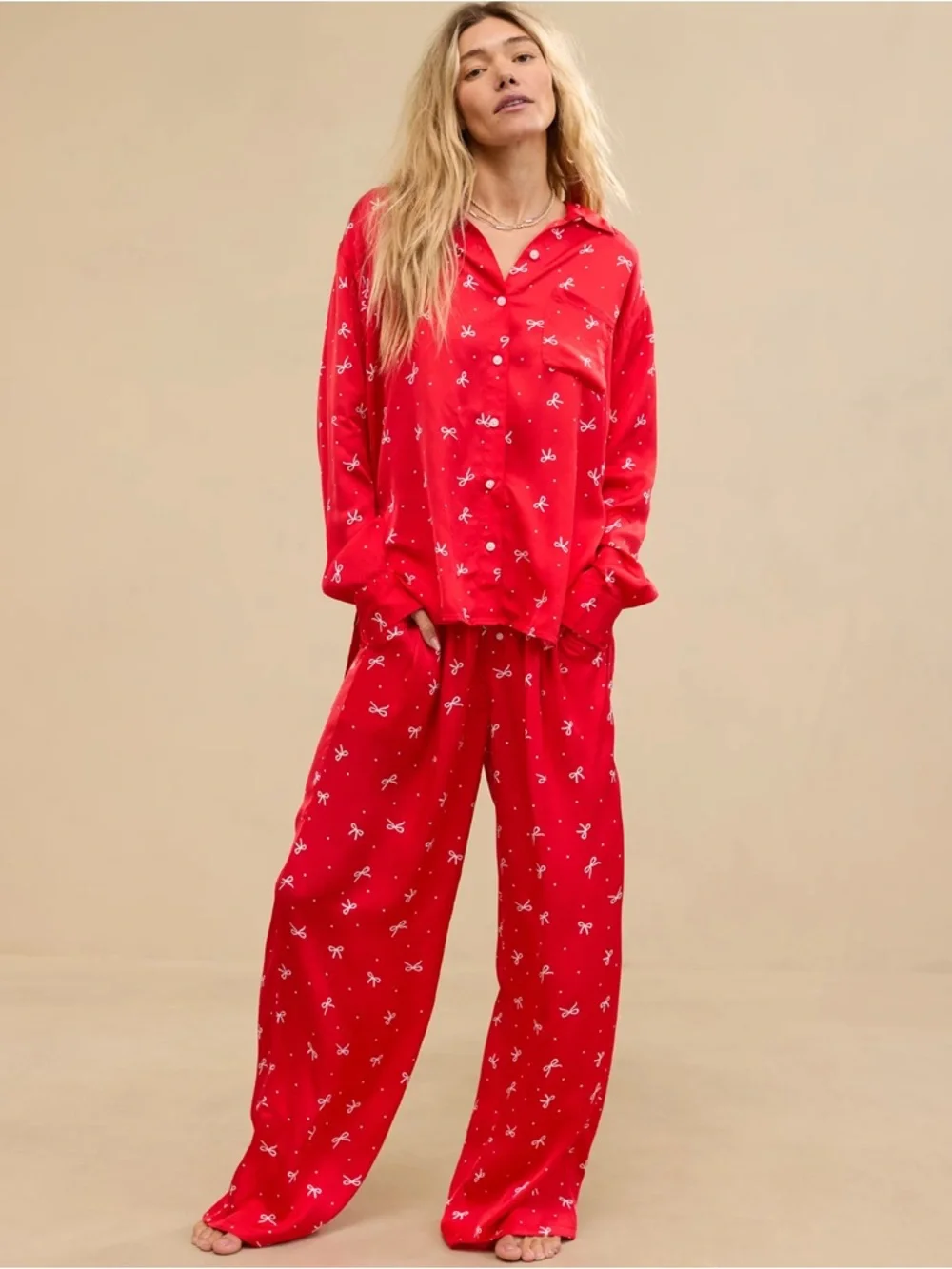 ✨Aerie Off-Duty Satin Shirt Sleepwear Size L